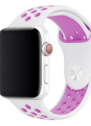 Ремешок силиконовый противоударный для apple watch series 11/10 38/40/41/42mm бело-розовый