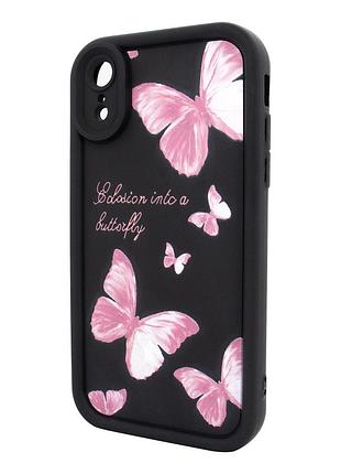 Чехол для iphone xr pretty things черный с бабочками стильный защитный аксессуар для телефона
