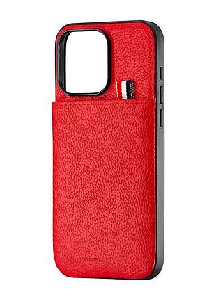 Чохол jinduka leather pocket шкірозамінник для iphone 15 pro max червоний