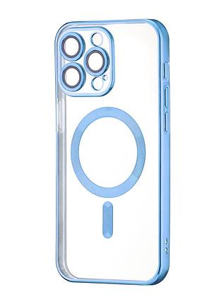 Чохол силіконовий ductil metallic edge з magsafe захист камери для iphone 15 pro max блакитний