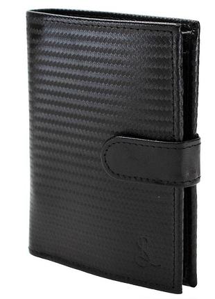 Мужское кожаное портмоне rfid black два сложения 7 слотов для карт 2 кармана для купюр модель p8270-0