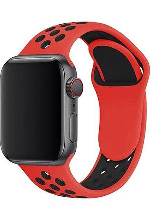 Ремінець силіконовий nike sport band для apple watch 38 mm 40 mm 41 mm 42 mm червоний чорний для активного відпочинку