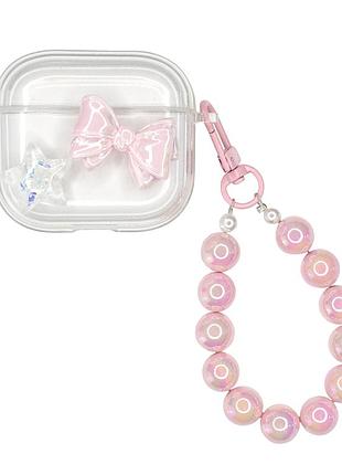 Чехол для airpods 3 pink bow стильный аксессуар для защиты и хранения наушников