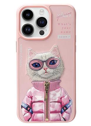 Чохол nimmy case animalzip для iphone 15 pro стильний захисний аксесуар із дизайном рожевої кішки
