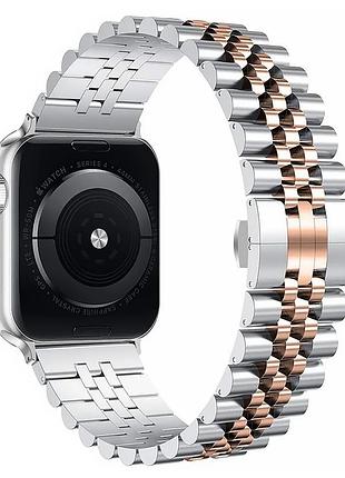 Стальной ремешок для apple watch 38mm 40mm 41mm 42mm стильный браслет для мужчин женщин серебристый розовое золото
