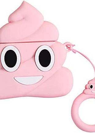 Чохол для airpods 3d poop pink захисний аксесуар для навушників стильний і оригінальний