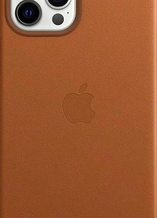 Чехол leather case pu с magsafe для iphone 14 pro защитный коричневый с мягкой подкладкой