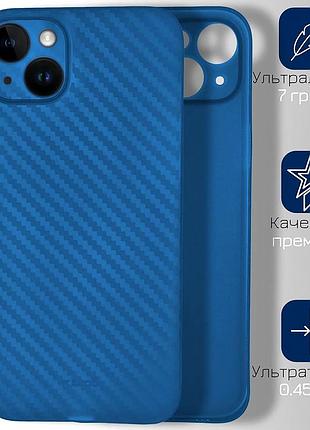 Чехол k-doo air carbon противоударный для iphone 14 с защитой камеры синий