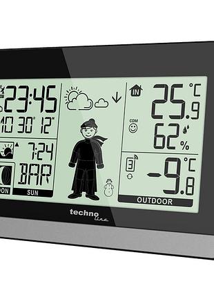 Метеостанция technoline ws9612 black беспроводной датчик температуры прогноз погоды фазы луны будильник