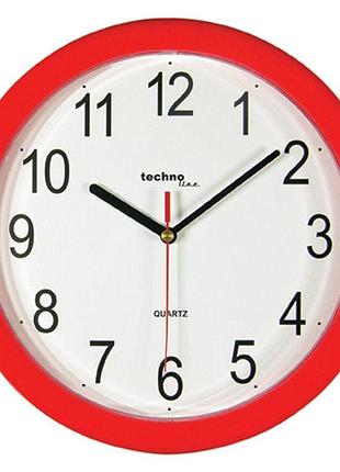 Годинники настінні technoline wt600 red діаметр 225 мм кварцовий механізм для кухні офісу універсальні