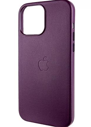 Чехол leather case pu с magsafe для iphone 15 pro max защитный темно-вишневый с мягкой подкладкой