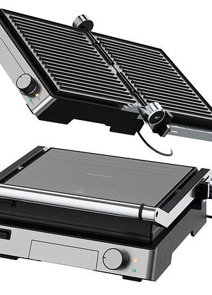 Електричний гриль silver crest skge 2000 контактний для приготування паніні та м'яса 2000 вт 29x26 см