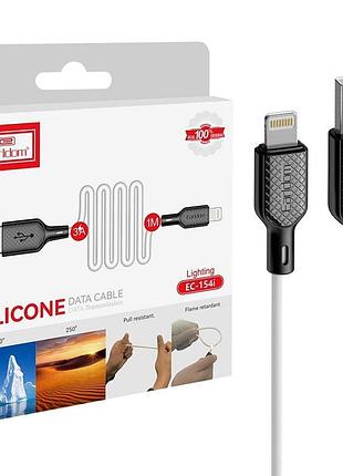 Кабель lightning 2a 1м для iphone та ipad швидка зарядка і передача даних білий earldom ec-154l