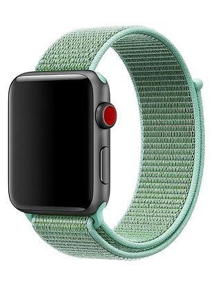 Ремешок нейлоновый nylon loop для apple watch 38mm 40mm 41mm 42mm series 10/11 защитный для спорта цвет marine green