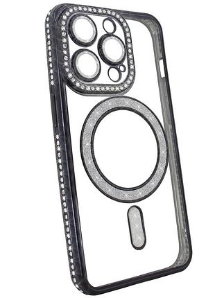 Чехол diamond shining case с magsafe для iphone 15 pro max черный стильный защитный аксессуар
