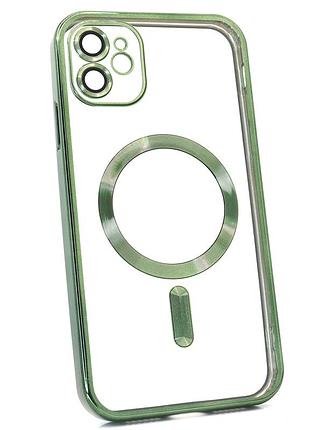 Чехол shining с magsafe для iphone 12 защитный с линзами камеры цвет dark green