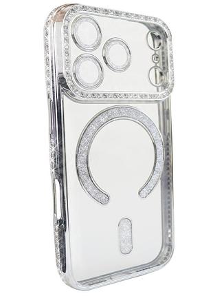 Чохол diamond shining case з magsafe для iphone 17 pro max сріблястий стильний аксесуар для захисту телефона