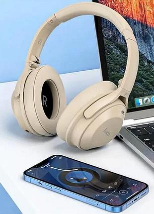 Наушники bluetooth hoco w37 с активным шумоподавлением для музыки и звонков золото шампань