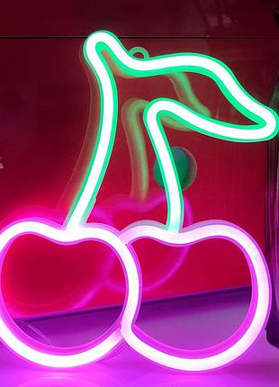 Ночной светильник neon amazing cherry для спальни и детской комнаты мягкий свет иллюминация в виде вишни