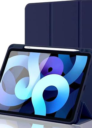 Чехол smart case для ipad 10.2 2019-2021 с держателем для стилуса защитный с функцией подставки темно-синий