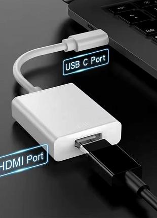 Адаптер usb c на hdmi підтримка 4k для ноутбуків і смартфонів передача відео і звуку