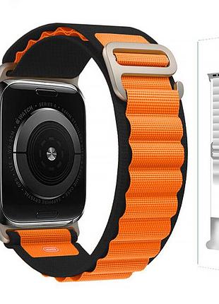 Ремінець alpine loop для apple watch 38 mm 40 mm 41 mm чорний жовтогарячий для активного відпочинку та спорту