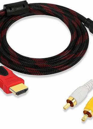Hdmi кабель 1.5м для подключения телевизора и проектора с rca разъемами для передачи видео и звука