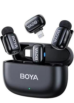 Беспроводной микрофон boya mini-12 для iphone и android с шумоподавлением и длительной работой до 30 часов
