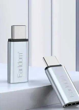 Адаптер usb c to lightning earldom et-ot104 для iphone быстрая зарядка и передача данных универсальный