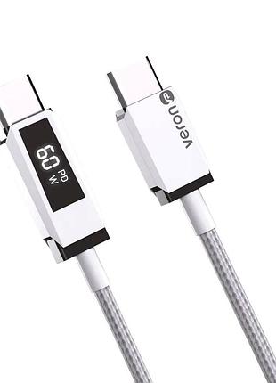 Кабель usb c на c 60w pd для зарядки и передачи данных 2 метра черный с экраном для смартфонов и планшетов