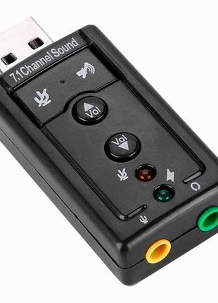 Звукова карта usb 2.0 7.1 для комп'ютера і ноутбука об'ємний звук для ігор і мультимедіа