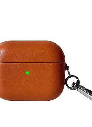 Чехол leather case для airpods pro 3 защитный из натуральной кожи с микрофиброй внутри коричневый saddle brown