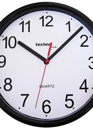 Настінні годинники technoline wt600 black кварцові білий циферблат 225 мм для дому та офісу