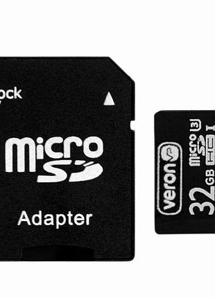 Карта памяти veron 32gb microsdhc uhs-1 класс 10 для смартфонов и камер высокая скорость записи данных