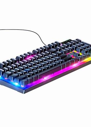 Комплект клавиатуры и мыши hoco gm18 проводная мембранная игровая клавиатура с led подсветкой для пк ps4