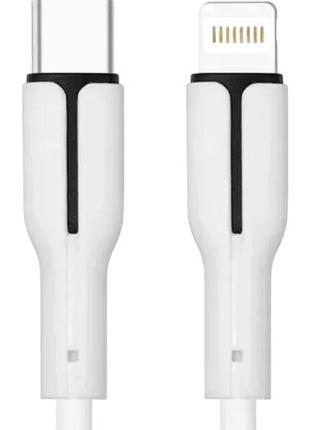 Кабель usb c на lightning 27w для iphone та ipad швидка зарядка 1м силіконовий білий 3.1а