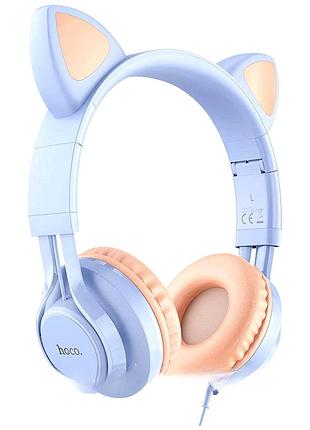 Навушники hoco w36 cat ear для дітей та підлітків з мікрофоном і відмінним звуком dream blue