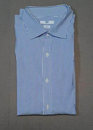 Воротник 47 см uniqlo size xxl в полоску рубашка 96% cotton 4% elastane slim fit