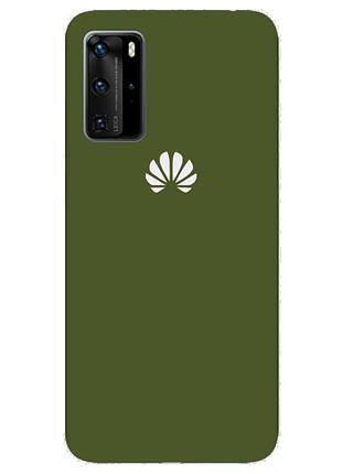 Чохол silicone case premium для huawei p40pro khaki (25) зелений