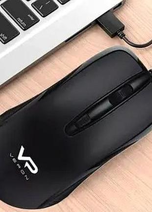Проводная мышь veron bm12 оптическая для настольного компьютера с usb подключением 1600 dpi черная