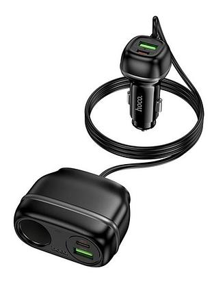 Розгалужувач прикурювача hoco z59 з двома usb і двома гніздами для сигарет 30w 18w для зарядки в авто