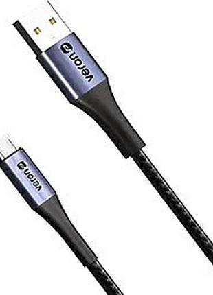 Кабель micro usb 2.4a 1м для телефону і планшета зарядка чорний нейлоновий 10вт стандартний