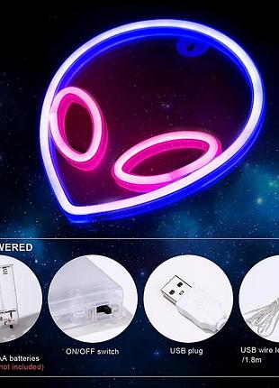 Ночной светильник neon sign alien для декора комнаты яркий led источник света для создания атмосферы