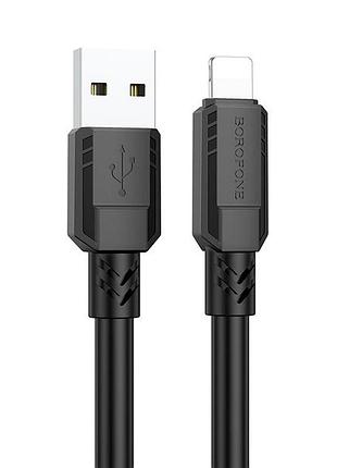 Кабель lightning 2.4a borofone bx81 для зарядки и синхронизации устройств длина 1 метр черный с эластичным покрытием