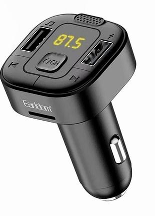 Fm трансмітер bluetooth 5.0 для автомобіля з зарядним пристроєм 3.1a підтримка mp3 usb micro sd чорний