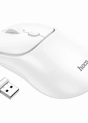Бездротова миша hoco gm25 для роботи і ігор біла з bluetooth 2.4 ггц 4 кнопки dpi 800-1600