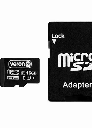 Карта памяти microsdhc 16gb veron uhs-1 класс 10 для смартфонов фотоаппаратов быстрая передача данных