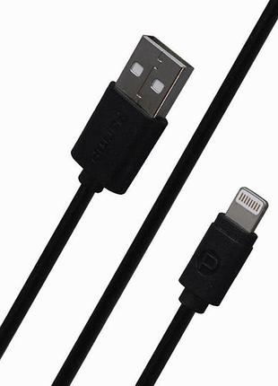 Кабель lightning 2a для iphone та ipad 1м швидка зарядка і передача даних чорний