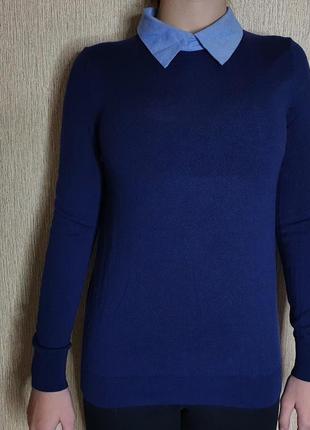 Качественный, стильный свитер, джемпер с имитацией рубашки tommy hilfiger3 фото