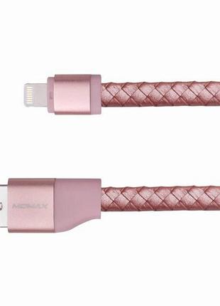 Кабель lightning usb momax elite link pro 1м для зарядки и передачи данных розовое золото для iphone ipad